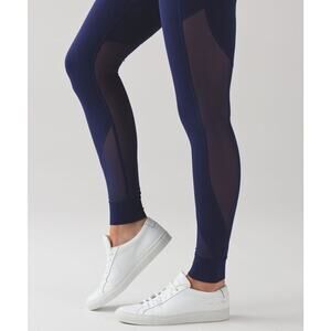 Lululemon Hot Like Agni Mesh Side Leggings Women's Full Length Blue Size 4